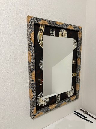 Cuadro decorativo espejo mármol y oro