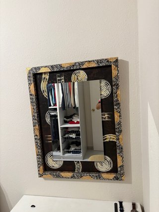 Cuadro decorativo espejo mármol y oro