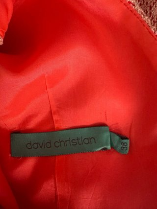Vestido fiesta/coctel oro y rojo coral