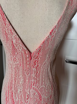 Vestido fiesta/coctel oro y rojo coral