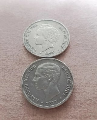 Lote monedas plata Alfonso XII-XIII años 1877-1893