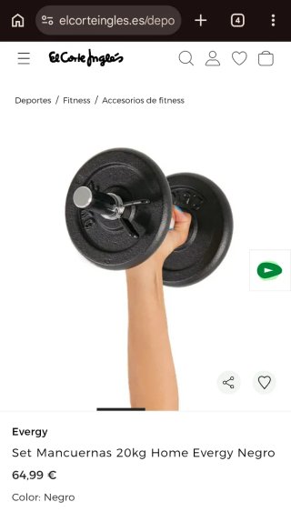 Set Mancuernas 20kg Evergy Negro (NP 65€)