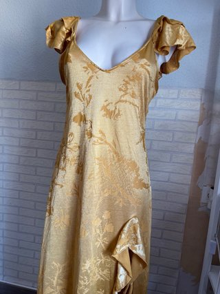 Vestido fiesta dorado Zara Talla S