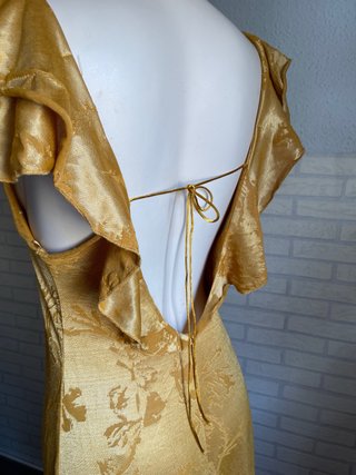 Vestido fiesta dorado Zara Talla S