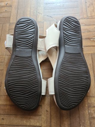 Sandalias Mujer Talla 39 Triple Velcro Beige