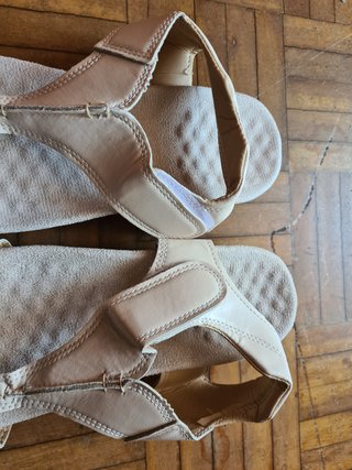Sandalias Mujer Talla 39 Triple Velcro Beige