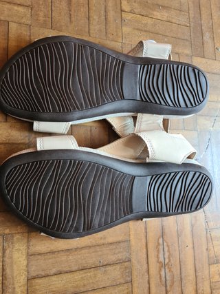 Sandalias Mujer Talla 39 Triple Velcro Beige