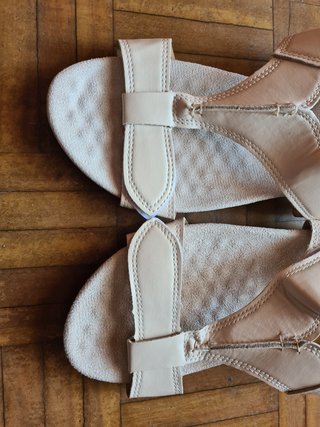 Sandalias Mujer Talla 39 Triple Velcro Beige