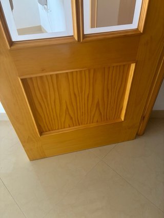 Puerta doble madera con cristales efecto espejo