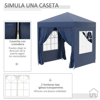 Cenador Jardín 2x2m con 4 Paredes Laterales