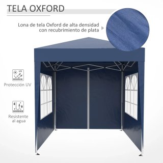 Cenador Jardín 2x2m con 4 Paredes Laterales