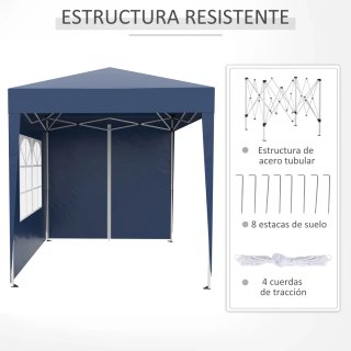 Cenador Jardín 2x2m con 4 Paredes Laterales