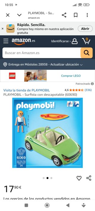 Coche Playmobil con surfista y tabla