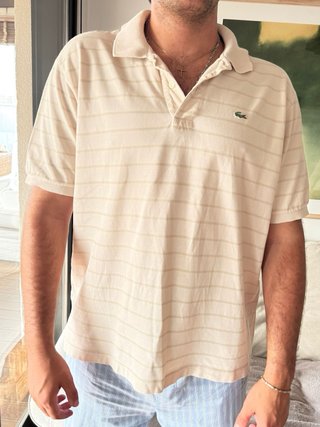 Polo Lacoste Vintage Rayas Beige Talla M