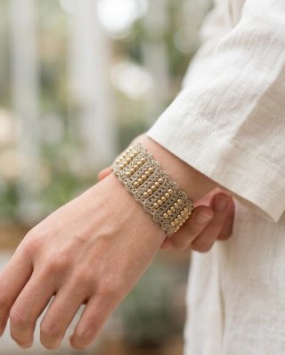 Bracciale fatto a mano lurex e oro