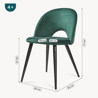 Juego 4 Sillas Terciopelo Verde