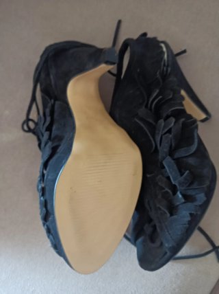 Sandalias Ante Negro Flecos