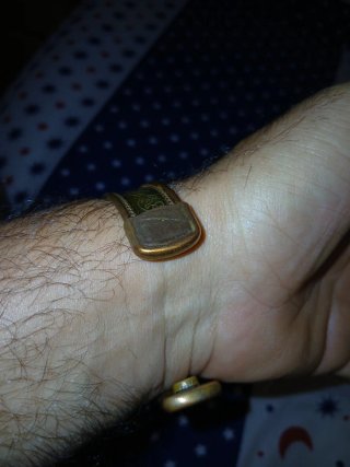 Pulsera cobre y oro con inscripciones