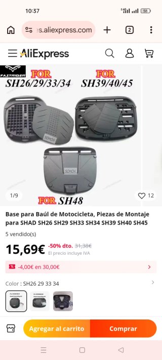 Baúl Moto SHAD SH39 Negro Carbón