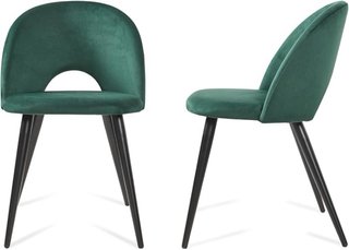 Juego 2 Sillas Terciopelo Verde Patas Negras