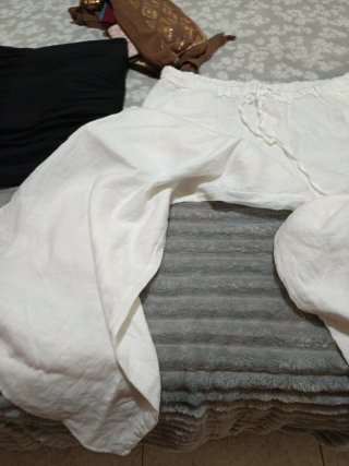 Pantalón de lino blanco talla única. Con tiquet