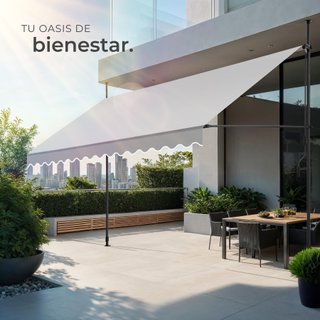 Toldo plegable para balcón con manivela 400x120x211-304 cm, gris claro