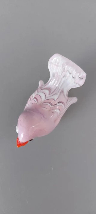 Statuetta Uccellino Vetro Rosa