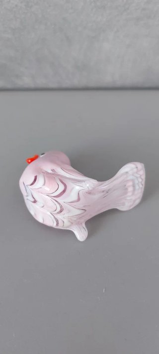 Statuetta Uccellino Vetro Rosa