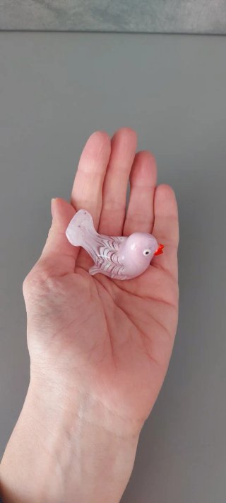 Statuetta Uccellino Vetro Rosa