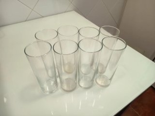 Set 8 Vasos Tubo Cristal