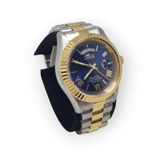RELOJ LOTUS 18854 CORREA METALICA/DORADA ESFERA AZUL + ESLABON+ CAJA
