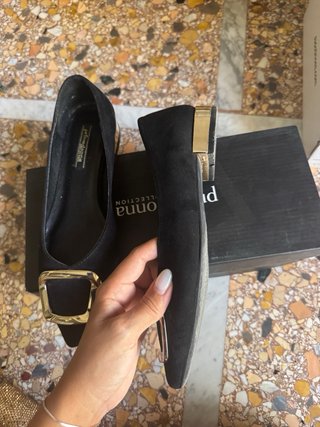 Ballerine Prima Donna Nere con Fibbia Oro