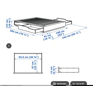 Cama IKEA MANDAL con cajones
