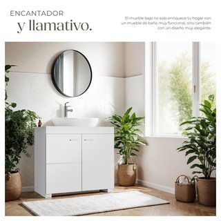 Mueble de baño 2 espaciosos compartimentos 60 x 35 x 56 cm blanco