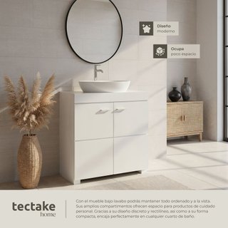 Mueble de baño 2 espaciosos compartimentos 60 x 35 x 56 cm blanco