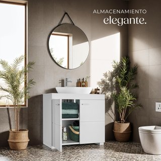 Mueble de baño 2 espaciosos compartimentos 60 x 35 x 56 cm blanco