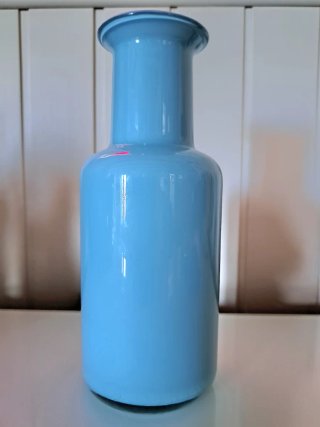 Vintage Jarrón Escandinavo Opalina Azul Claro