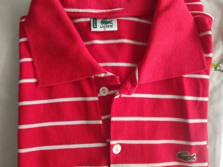 Polo Lacoste Rayas Rojas Talla M