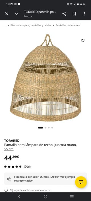 Lámpara de techo de junco tejida