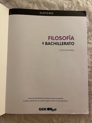 Filosofía 1º Bachillerato. Geniox Pro