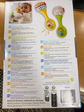 Fisher-Price Maracas musicales, juguete y sonajero para bebé +3 meses (Mattel BLT33)