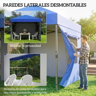 Carpa Plegable 3x3m c/ 3 Paredes y 2 Ventanas