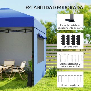 Carpa Plegable 3x3m c/ 3 Paredes y 2 Ventanas