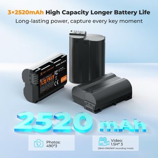 NUEVO! EN-EL15C Batería 3x2520mAh y cargador