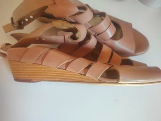 Sandalias piel T.39 Beige