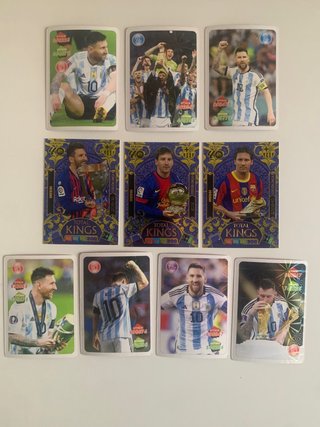 Lote cromos Leo Messi Total Kings y Mundial Qatar