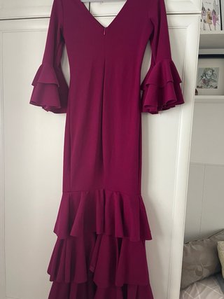 Vestido Flamenca Volantes Morado Rojo