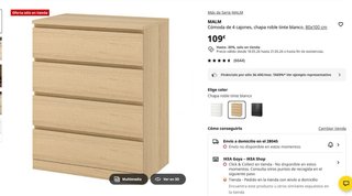 Cómoda Malm Ikea 4 cajones madera