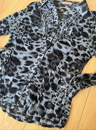 Blusa fina leopardo manga larga