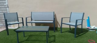 Conjunto Muebles Jardín Metal y Cristal